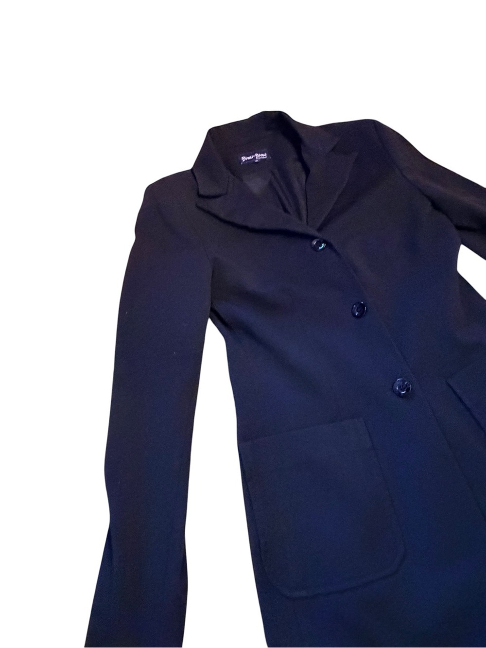 Bisou Bisou Long Black Single-Breasted Blazer/Coat - Picture 3 of 12